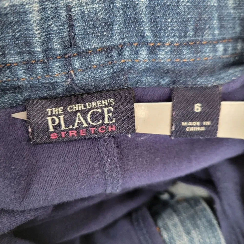 Children's Place Y2K Blue Jean Denim Pleated Mini Skirt Skort Built In Shorts